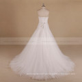 Brilliant Strapless Bling Beads Slim A-line Sweet Heart Vestido de casamento Chapel Tail